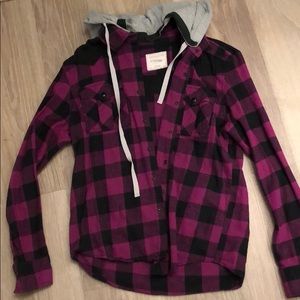Pink hooded flannel